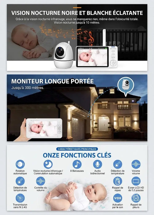 Baby Phone caméra et moniteur 5'' Baby Nours